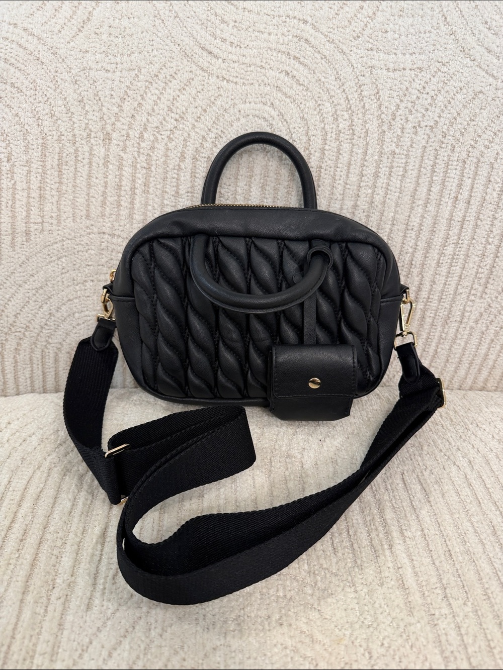 a new day Black Quilted Mini Crossbody with Top Handle